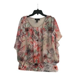 Style & Co Open Sleeve Dolman Blouse w/Attached Inner Shirt Size Large
